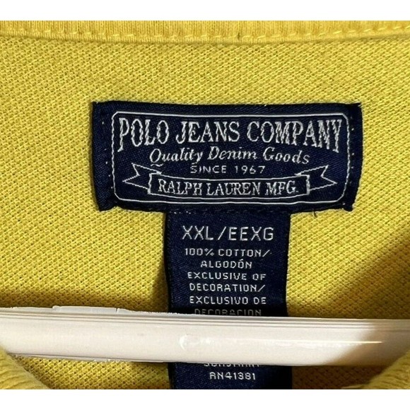Polo Jeans Co Ralph Lauren Polo Shirt Mens XXL Flag Yellow Short Sleeve Collared - Picture 2 of 9
